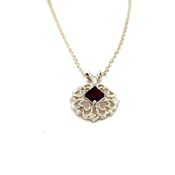 Sterling Silver 925 Garnet Necklace - Picture 4 of 8